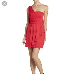 BCBG Red One Shoulder Dress